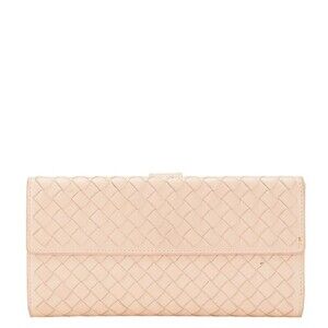 Bottega Veneta Intrecciato Bi fold Wallet Pink Leather